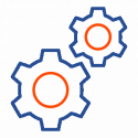 gears icon blue and orange