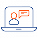 laptop with chat icon laptop with chat icon