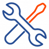 wrench and screwdriver blue and orange icon 2.0